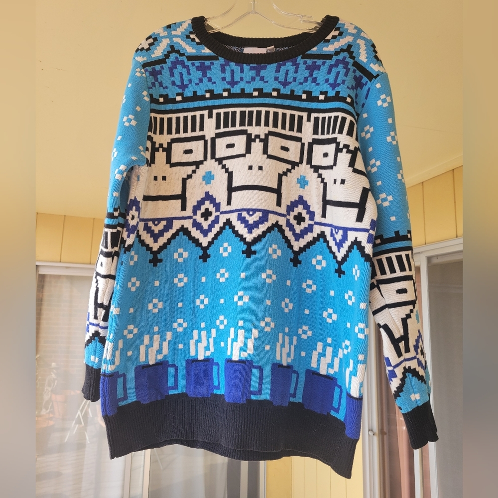 Descendents Christmas sweater, coffee themed